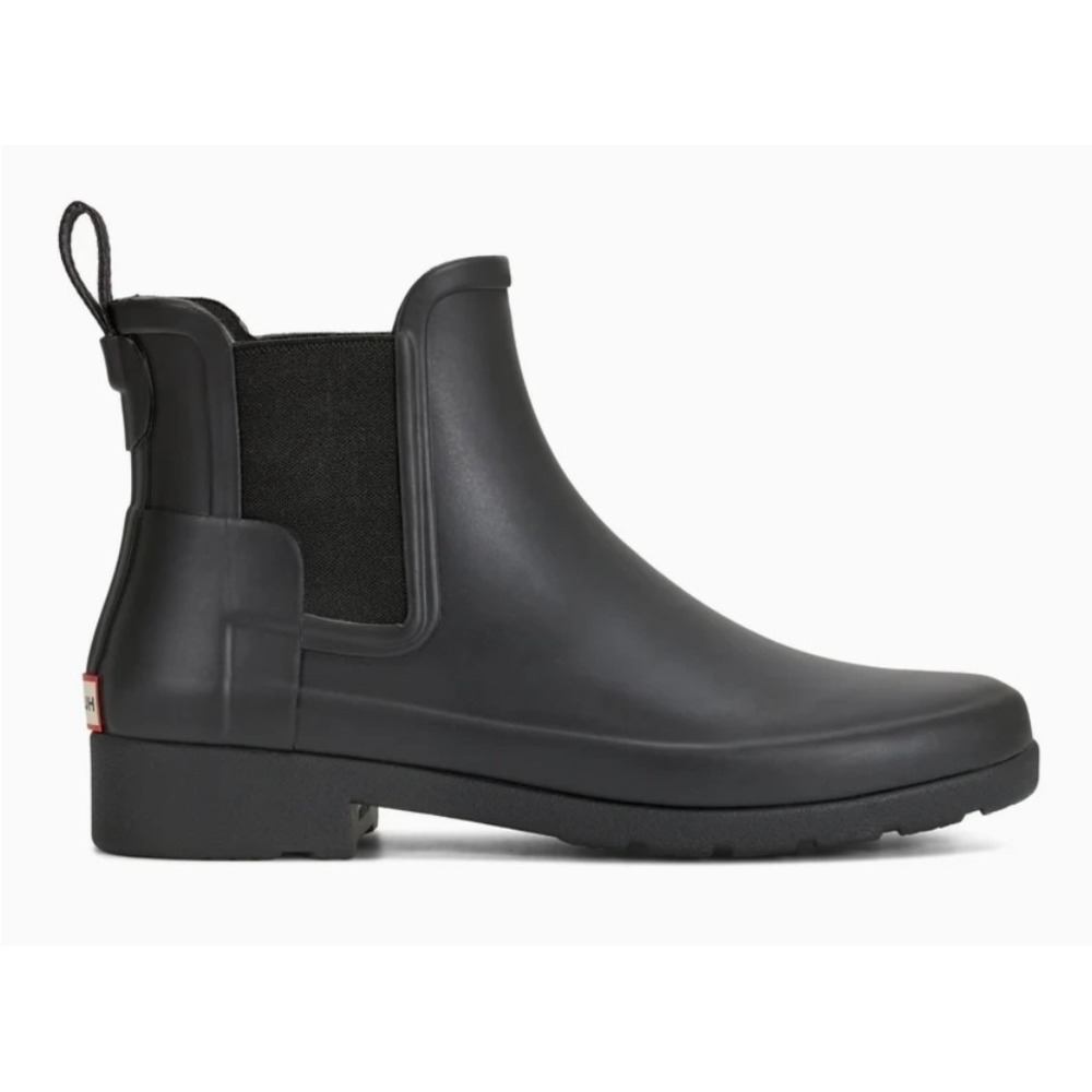 Hunter Womens Refined WFS1017RMA Black Round Toe Chelsea Short Boots Size 6 Rain